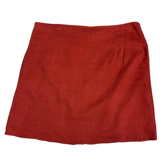 Blu Pepper Linen Blend Red Embroidered Mini Skirt Sz L NWT - Picture 2 of 7